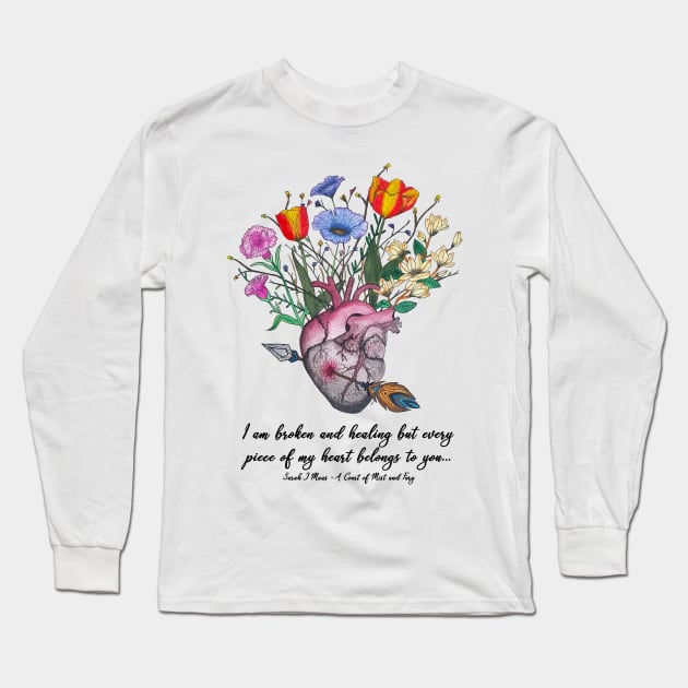 Floral ACoMaF Quote Long Sleeve T-Shirt by TG_Art